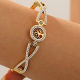 Edelstahlarmband "Tree of Life" mit Zirkonia-Kristallen