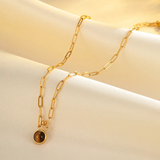 Edelstahlhalskette mit Tigerauge-Anhänger