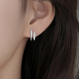 Doppellagige Silberohrstecker mit Zirkonia-Kristallen