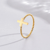 Edelstahlring mit Kreuzsymbol