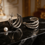 Elegante, dreilagige Edelstahlohrringe