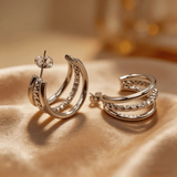 Elegante, dreilagige Edelstahlohrringe