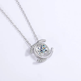 Luxuriöse Silberhalskette mit Moissanit-Inlay und Zirkonia-Kristallen