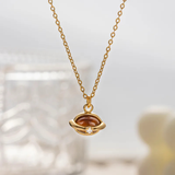 Halskette mit Tigerauge-Anhänger und Zirkonia-Kristall