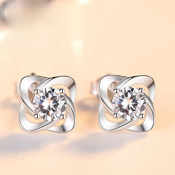 Silberohrstecker mit Moissanit-Inlays