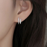 Doppellagige Silberohrstecker mit Zirkonia-Kristallen