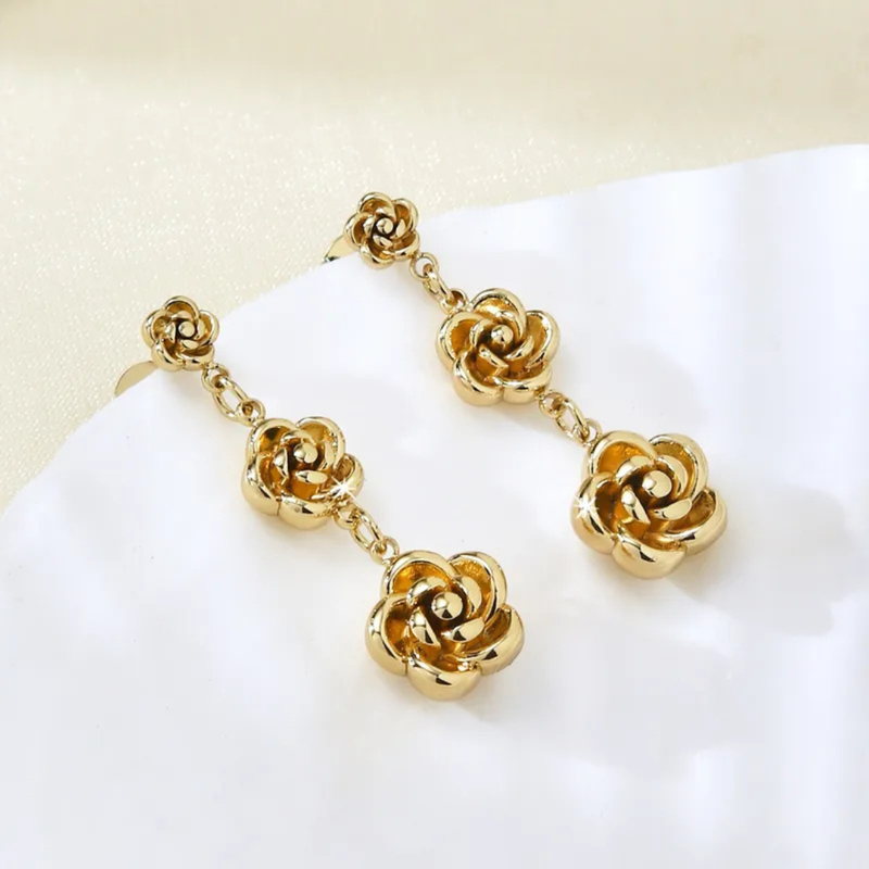 Edelstahlohrringe Rosendesign