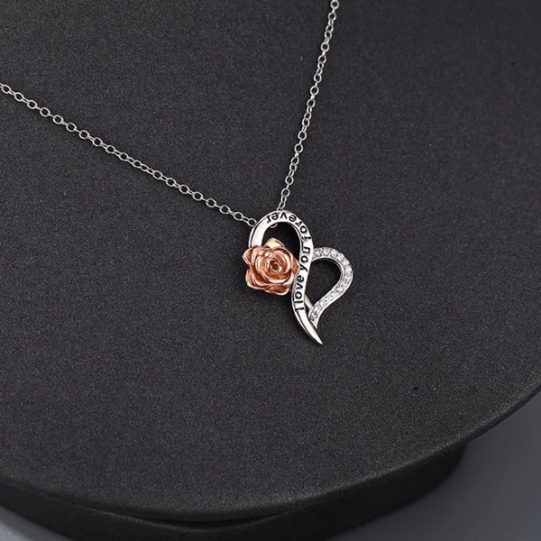 Silberhalskette "Rose" mit Zirkonia-Kristallen