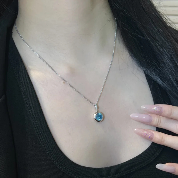 Silberhalskette mit Zirkonia-Kristallen - Diamond-Collection