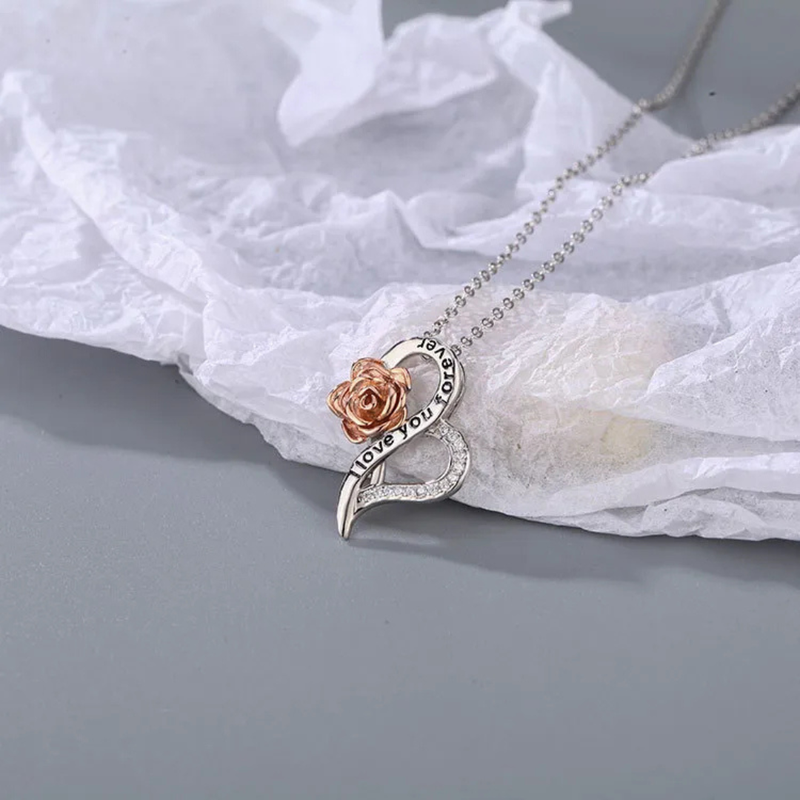 Silberhalskette "Rose" mit Zirkonia-Kristallen