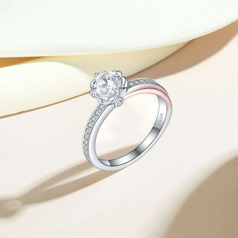 Silberring mit Zirkonia-Kristallen - Diamond-Collection