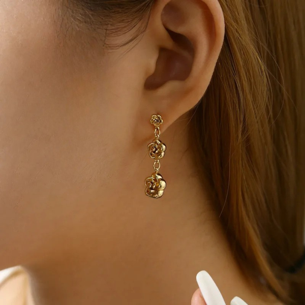 Edelstahlohrringe Rosendesign