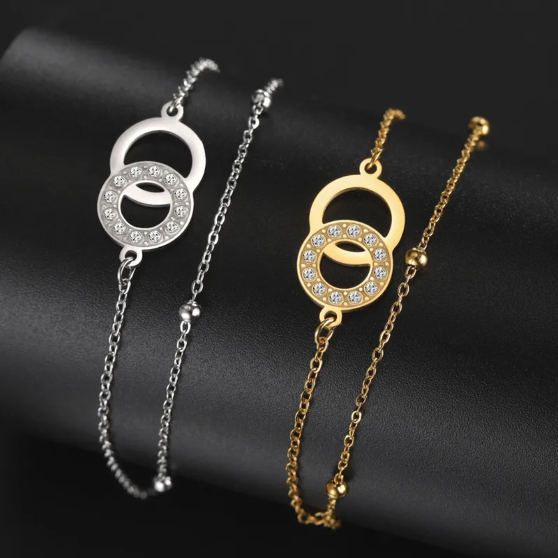 Edelstahlarmband mit Zirkonia-Kristallen