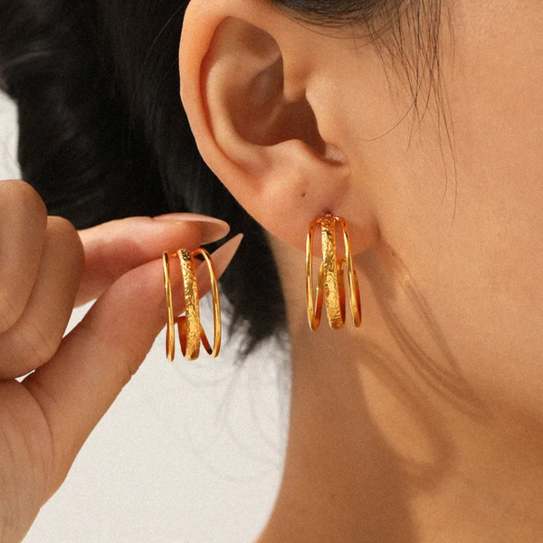 Klassische dreilagige Edelstahlcreolen