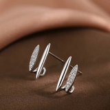 Doppellagige Silberohrstecker mit Zirkonia-Kristallen