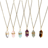 Edelstahlhalskette mit Anhänger aus Naturedelstein