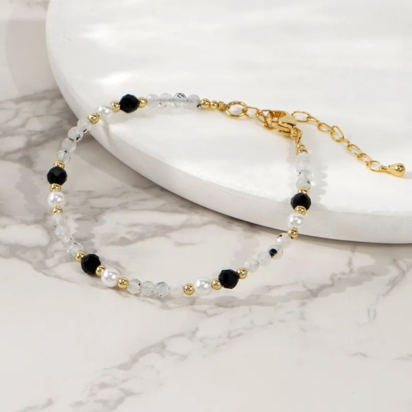 Armband mit natürlichen Kristallen und Achatsteinen