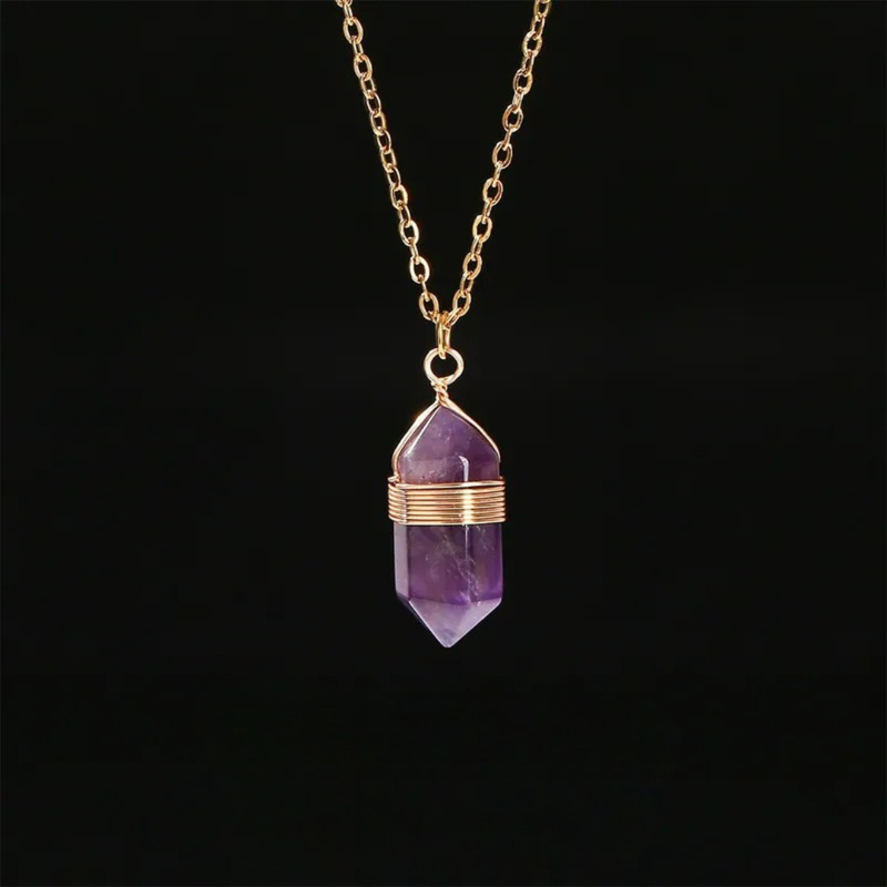 Edelstahlhalskette mit Anhänger aus Naturedelstein