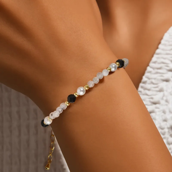 Armband mit natürlichen Kristallen und Achatsteinen