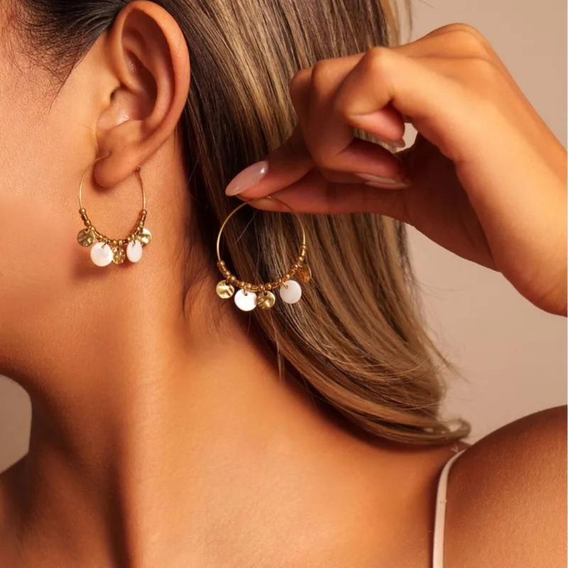 Edelstahlcreolen mit Anhängern